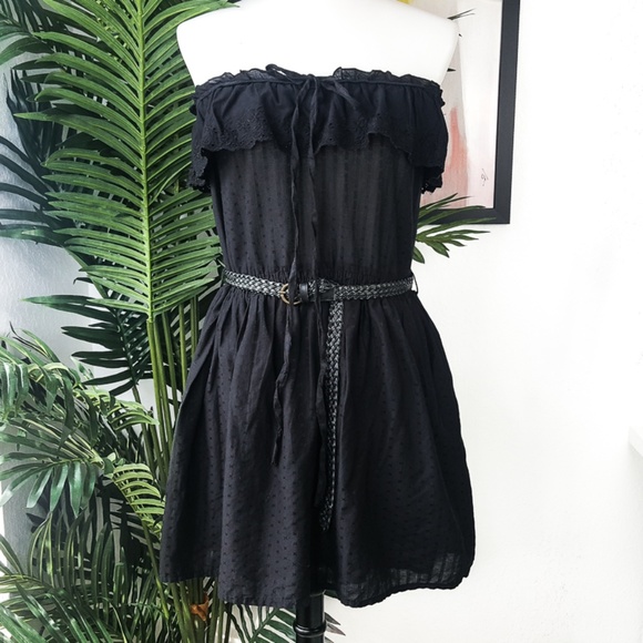 Zara Dresses & Skirts - Zara TRF Black Ruffle Strapless Mini Dress S